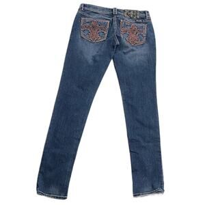 Miss Me Skinny Jeans Womens 26 JP5567G4 Embroidered Pockets Denim Low RIse Y2K